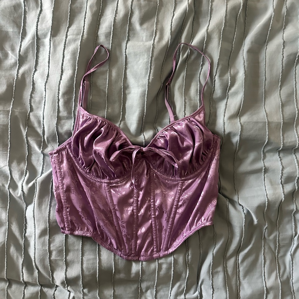 Elegant Purple Satin Women's Corset